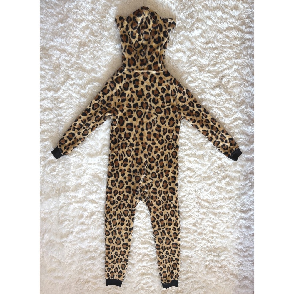 Cat & Jack Leopard One Piece Pajamas Size M 8 Animal Print Fleece Sleepwear - Picture 2 of 4